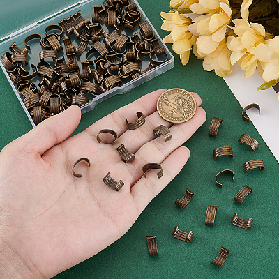 120Pcs Brass Folding Crimp Ends KK-PH0014-10AB-1