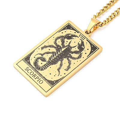 304 Stainless Steel Tarot Pendant Necklaces NJEW-A026-01G-08-1