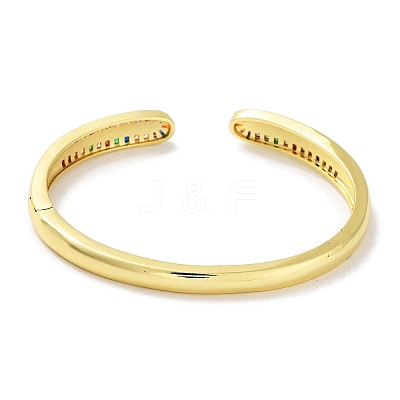 Brass Micro Pave Clear Cubic Zirconia Cuff Bangles BJEW-Z061-23C-1