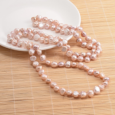 Natural Pearl Nuggets Beaded Necklace NJEW-P126-A-01A-01-1