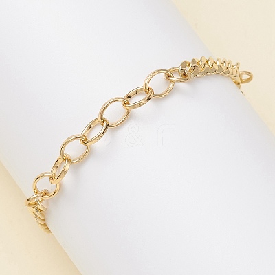 Brass Cuban Link Chains & Cable Chain Bracelets for Women BJEW-JB12755-1