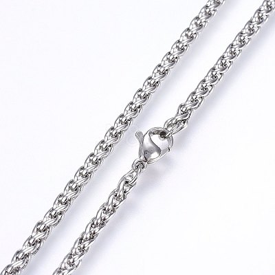 Non-Tarnish 304 Stainless Steel Wheat Chain Necklaces LS-NJEW-F227-05P-04-1