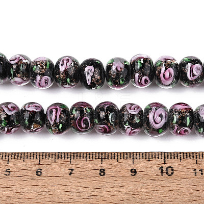 Handmade Lampwork Inner Flower Rondelle Beads Strands LAMP-T022-24M-1
