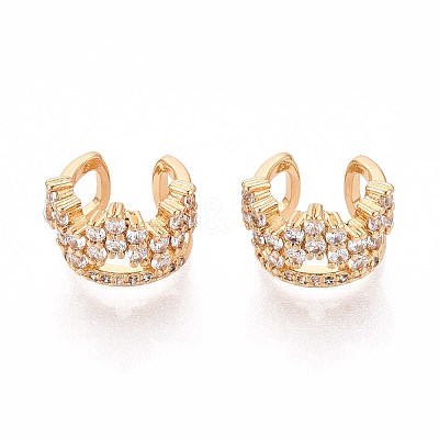 Brass Micro Pave Clear Cubic Zirconia Cuff Earrings EJEW-T047-62G-1