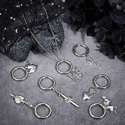 16Pcs 8 Style Gothic Style Alloy Shoe Charms HJEW-AB00630-1