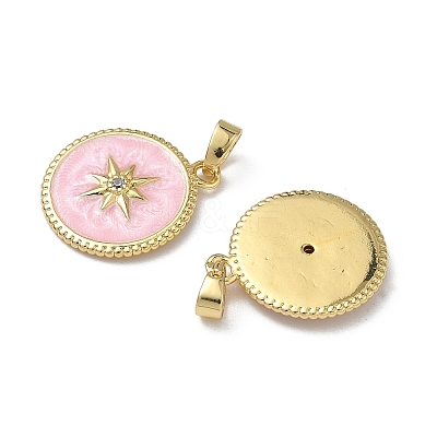 Brass Micro Pave Clear Cubic Zirconia Pendants KK-F924-03G-01-1
