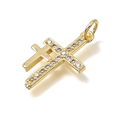 Brass Micro Pave Clear Cubic Zirconia Pendants CU-CBA9883-05D-G-1