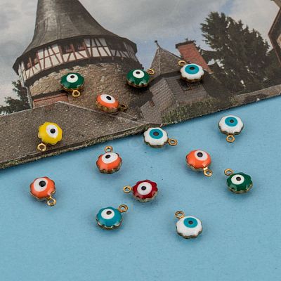 Golden Tone Brass Enamel Charms KK-Q571-05-M-1