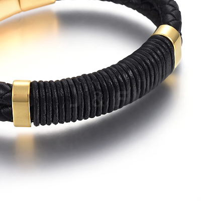 Leather Braided Cord Bracelets BJEW-E352-06G-1