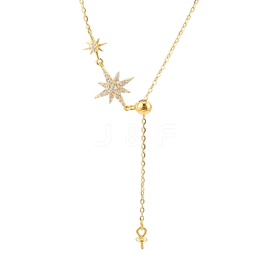925 Sterling Silver Clear Cubic Zirconia Star Tassel Necklace Making STER-T007-106G-1