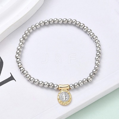 Brass Oval Charms Bracelets BJEW-B148-03A-03-1