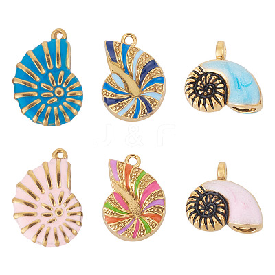 6Pcs 6 Styles 304 Stainless Steel Enamel Pendants STAS-TA0006-54-1