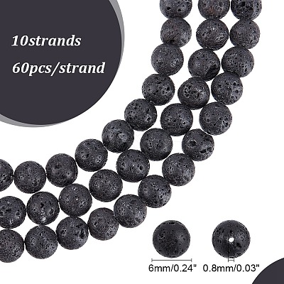 Synthetic Lava Rock Beads Strands G-S277-6mm-01-1
