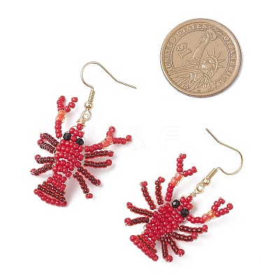 304 Stainless Steel Shrimp Dangle Earrings EJEW-MZ00590-1