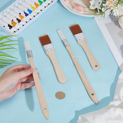 4Pcs 2 Styles Nylon Bristle Paint Brush AJEW-GF0012-96-1
