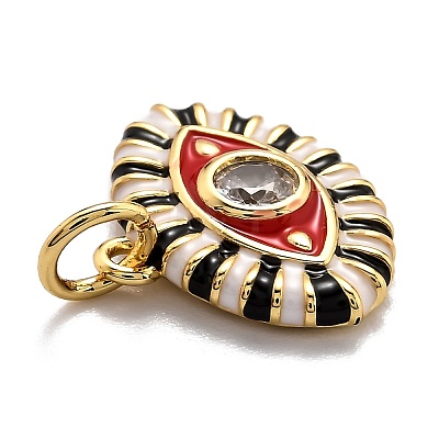 Brass Cubic Zirconia Pendants X-ZIRC-O044-03D-G-1