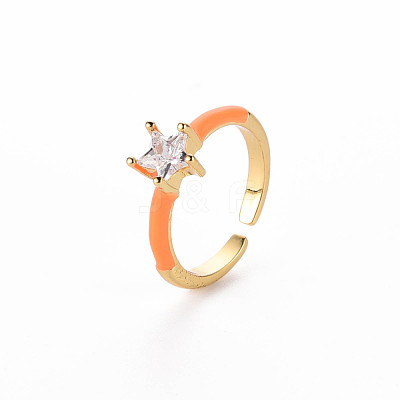 Brass Enamel Cuff Rings RJEW-T016-30-NF-1