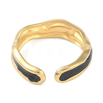 Ion Plating(IP) 304 Stainless Steel Enamel Cuff Finger Rings RJEW-L107-052G-02-1