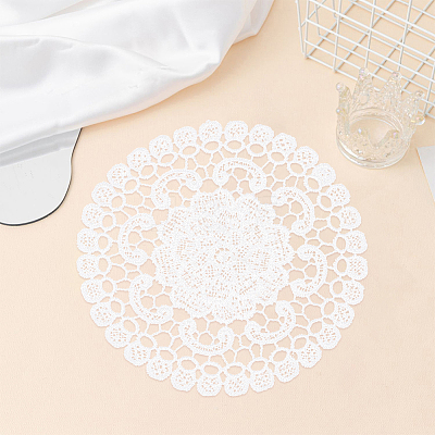 Flower Polyester Embroidery Lace Coasters AJEW-CN0007-46A-1