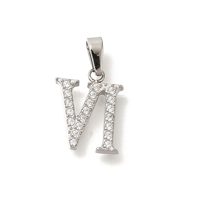 304 Stainless Steel Micro Pave Cubic Zirconia Pendants STAS-H228-02P-06-1