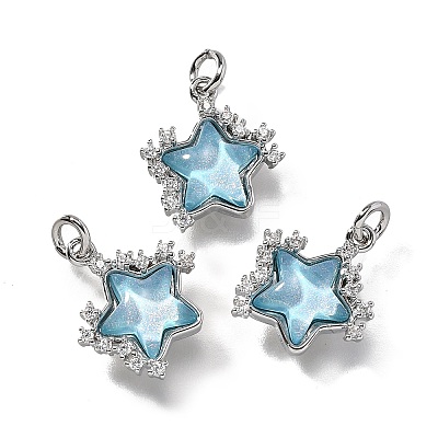 Brass Micro Pave Cubic Zirconia Charms KK-Q043-04P-02-1