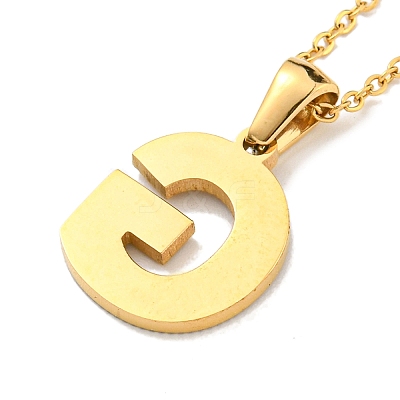 Ion Plating(IP) Initial Letter 304 Stainless Steel Pendant Necklaces NJEW-M199-01G-G-1