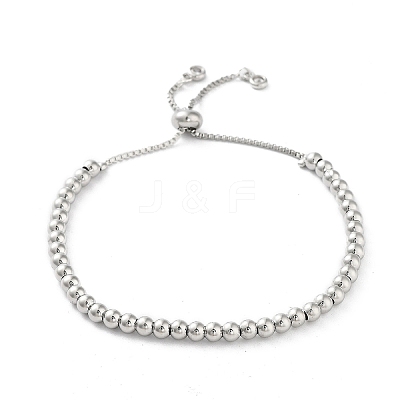 Adjustable Brass Round Beaded Slider Bracelets BJEW-D039-31A-P-1