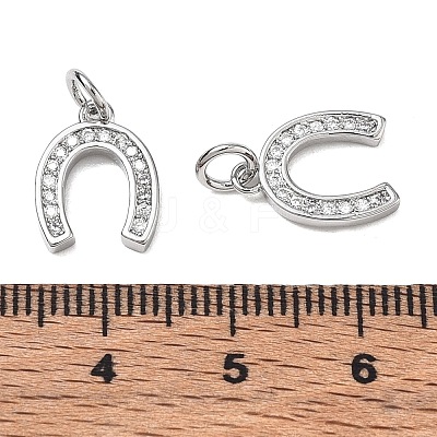 CZ Brass Micro Pave Cubic Zirconia Horse Shoe Charms ZIRC-L018-13P-1
