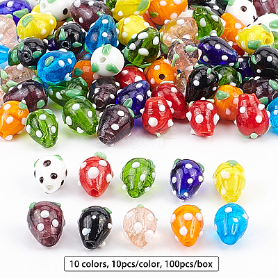 Handmade Lampwork 3D Strawberry Beads LAMP-OC0001-04-1