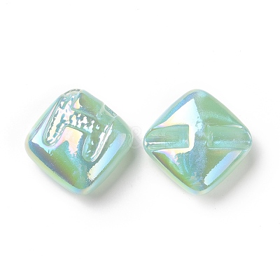 Rainbow Iridescent Plating Acrylic Beads OACR-A010-06B-1