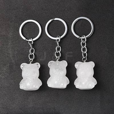 Natural Quartz Crystal Pendant Keychains KEYC-P011-02P-12-1