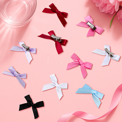 72Pcs 6 Colors Bowknot Polyester Alligator Hair Clips AJEW-GO0002-47-1
