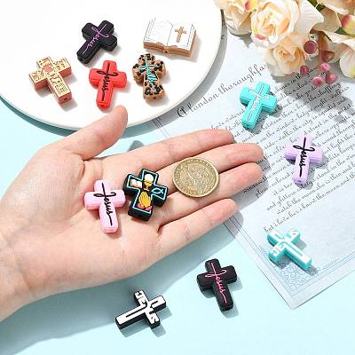 12Pcs 12 Styles Silicone Beads SIL-FS0001-34C-1
