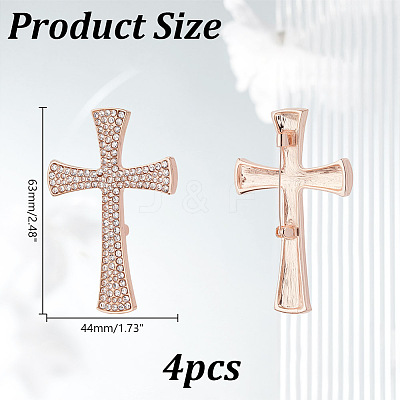 4Pcs Cross Rhinestone Lapel Pins JEWB-HY0001-50RG-1