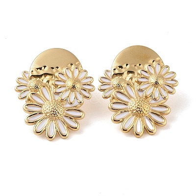 304 Stainless Steel Enamel Stud Earrings for Women EJEW-E313-01G-1