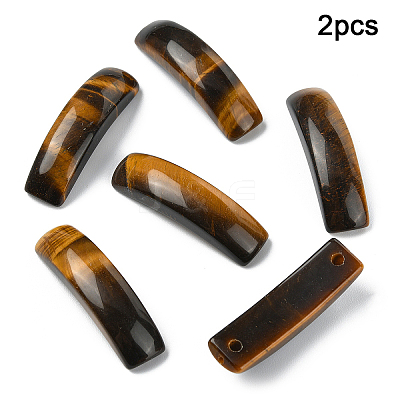 2Pcs Natural Tiger Eye Connector Charms G-YW0002-72A-1