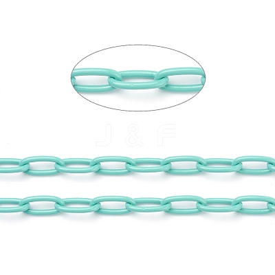 Eco-friendly Spray Painted Handmade Brass Paperclip Chains KK-J276-18-P04-1