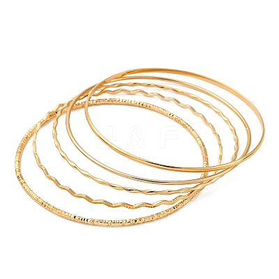 5Pcs 304 Stainless Steel Bangle Set for Women BJEW-S162-01C-G-1