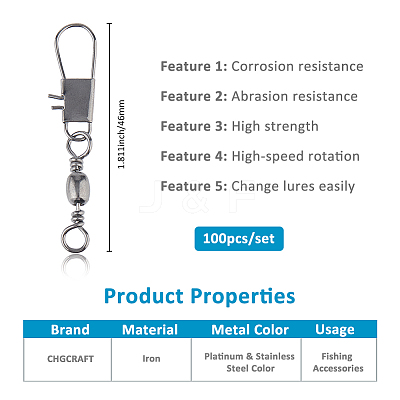 100Pcs Iron with Carbon Steel Fishing Rolling Bearing Connector FIND-CA0009-79-1