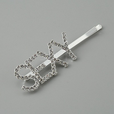 Word SEXY Alloy Rhinestone Hair Bobby Pins FIND-WH0152-34E-S-1