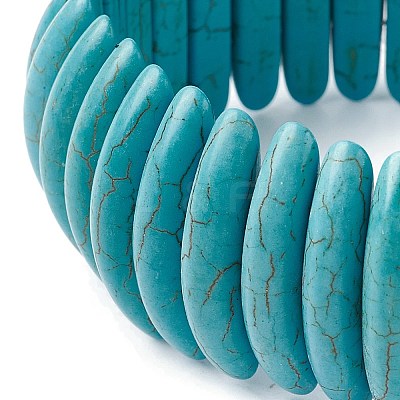 Synthetic Turquoise Oval Beaded Stretch Bracelets BJEW-P299-09A-1