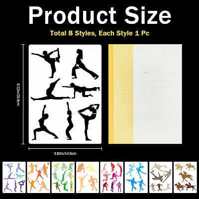 Sport Theme PET Plastic Hollow Out Drawing Painting Stencils Templates Sets DIY-WH0028-65-1