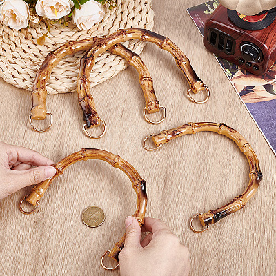 4Pcs 2 Styles Resin Imitation Bamboo Bag Handles DIY-BBC0002-90A-1