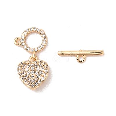 Brass Micro Pave Cubic Zirconia Toggle Clasps KK-B100-066G-1