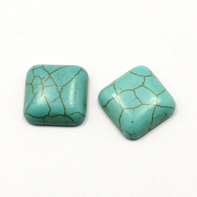 Craft Findings Dyed Synthetic Turquoise Gemstone Flat Back Cabochons TURQ-S263-6x6mm-01-1
