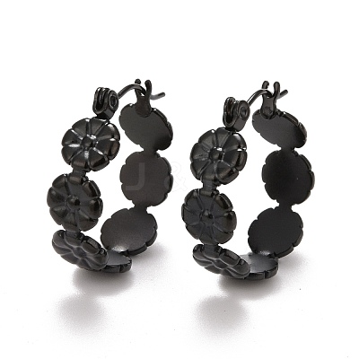 Flower 304 Stainless Steel Hoop Earrings for Women Ion Plating(IP) STAS-A057-15EB-1