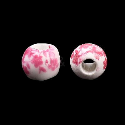 Floral Printed Porcelain Beads X-PORC-Q201-6mm-3-1