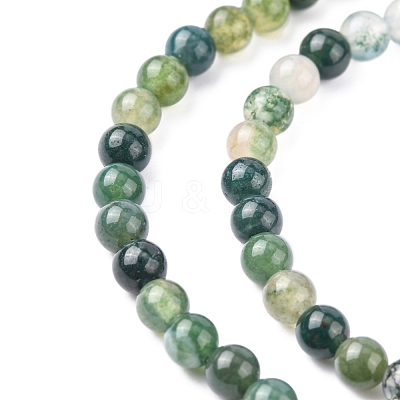 Natural Moss Agate Beads Strands GSR4mmC001-1