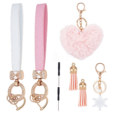 1Pc Plush Heart Polyester Keychains AJEW-NB0008-80-1