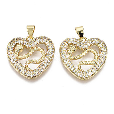 Brass Micro Pave Clear Cubic Zirconia Pendants ZIRC-N039-062-NF-1